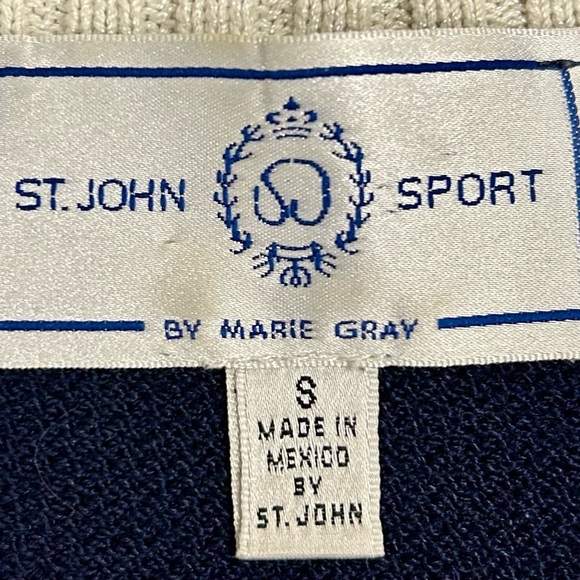 St. John Sport by Marie Gray Navy & Ivory Knit Top - Size S - Picture 3 of 6